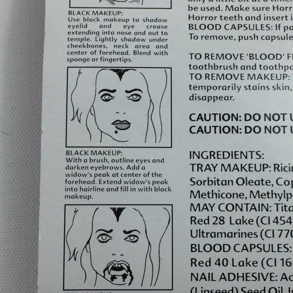 Halloween Vampiress Makeup Kit Fangs Nails Liquid Blood Cosplay Costume Theatre - Picture 5 of 5